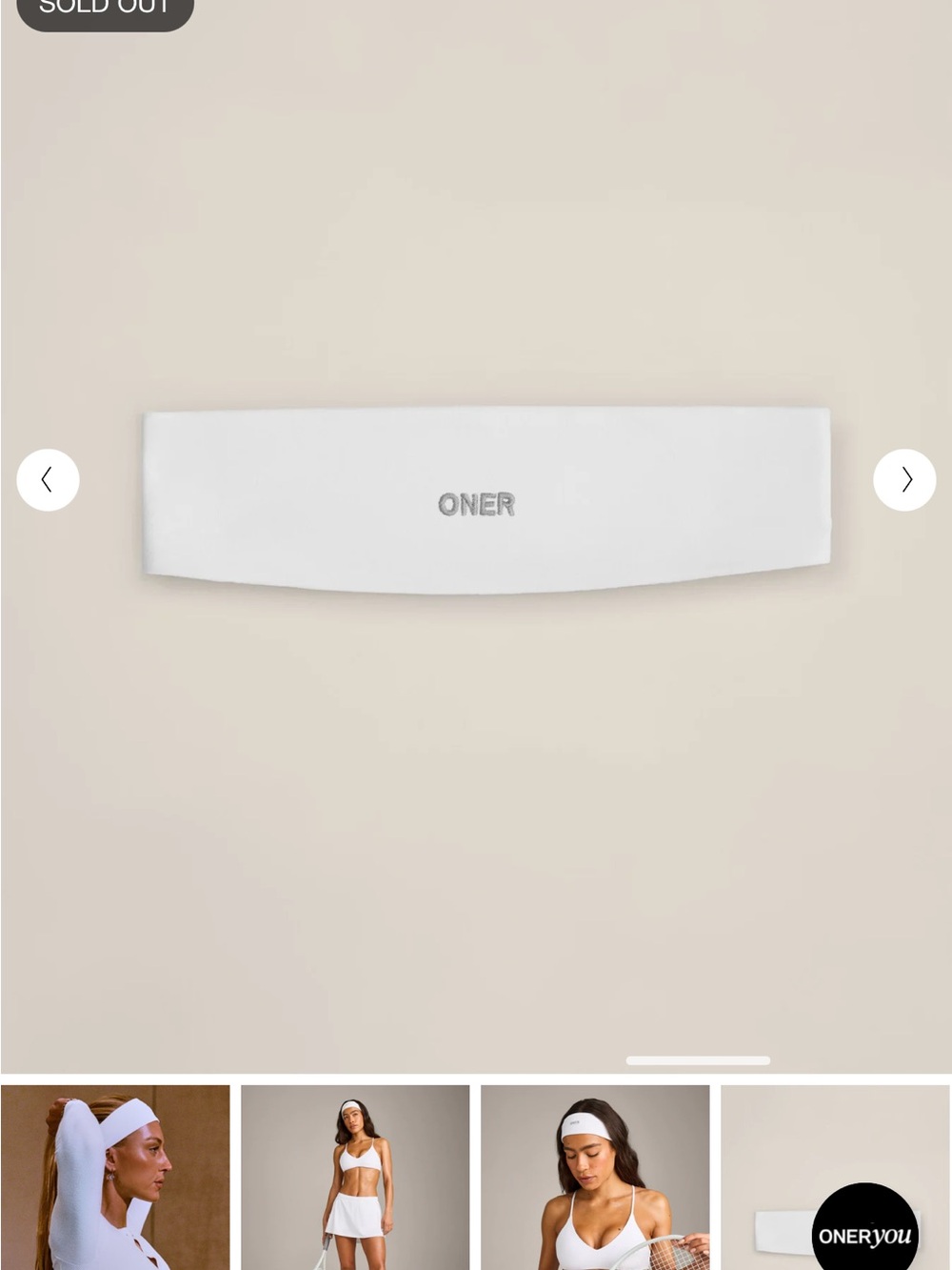 Oner Active White SoftMotion™ Headband with Gray Logo